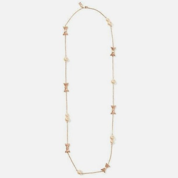 Kate Spade All Wrapped Up in Pearls Scatter Necklace Blush Rose Gold NWT Jewelry - Picture 2 of 2